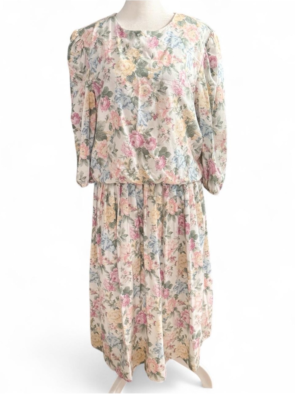 Vintage 80’s Penbrooke Lane Floral Midi Dress - Size 14